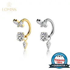 Piercing Ferradura Titânio Borboleta Zircônia Cravejado Com Pingente Orelha Argola Septo Boca Helix Daith Tragus Conch