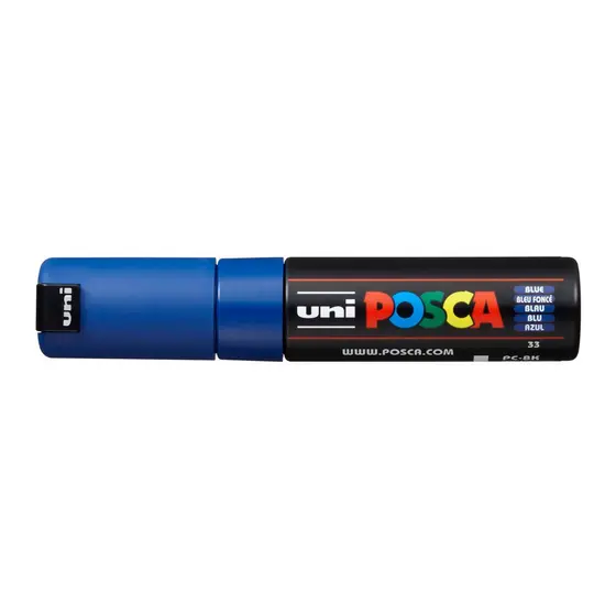 Caneta Posca Pc-8k Ponta Chanfrada 8mm Azul - Uniball