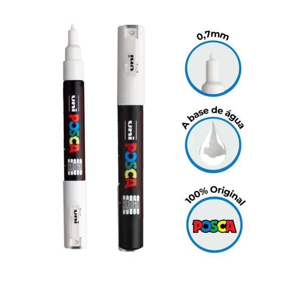Caneta Posca PC-1M Ponta 0.7mm Branca - Uniball
