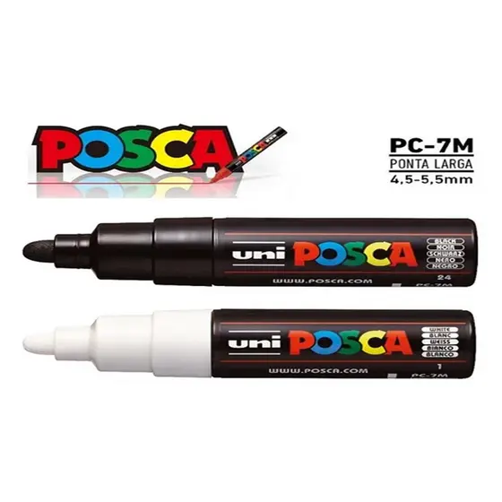 Caneta Posca Pc 7m - Kit De 2 - Preta E Branco