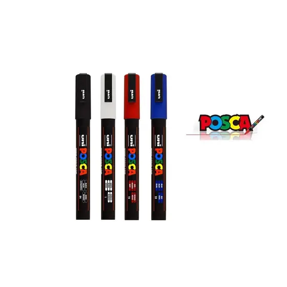 Caneta Posca Pc-5M Ponta 2,5mm Kit Com 4 Cores - Uniball