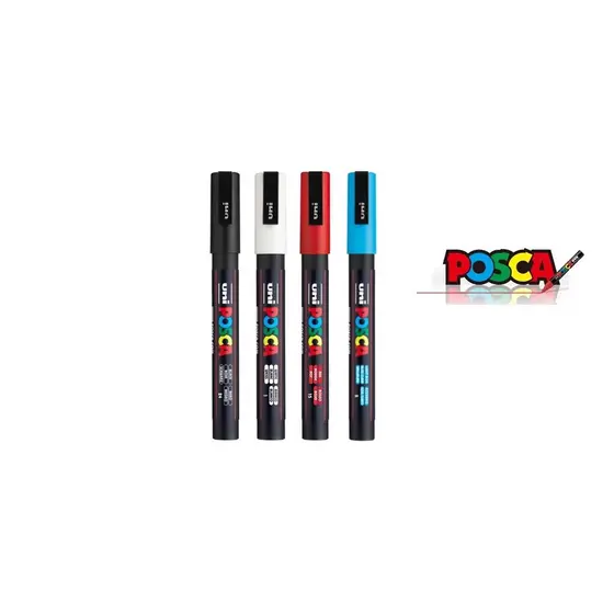 Caneta Posca Pc-5M Ponta 2,5mm Kit c/ 4 Cores - Uniball