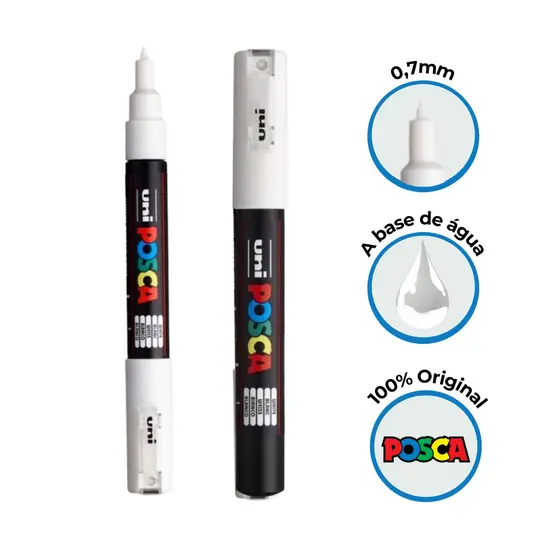Caneta Posca Pc-1m ponta 0.7mm - Kit c/ 2 Branca - Uniball