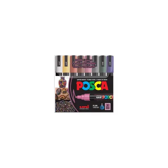 Caneta Posca Pc-5m - Estojo C/ 08 Cores Dark - Uniball