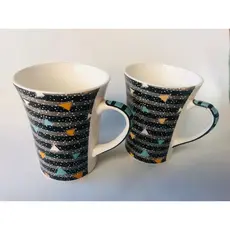 Caneca Porcelana Night Triângulo 340ml c/ 2 unid. - Yangzi