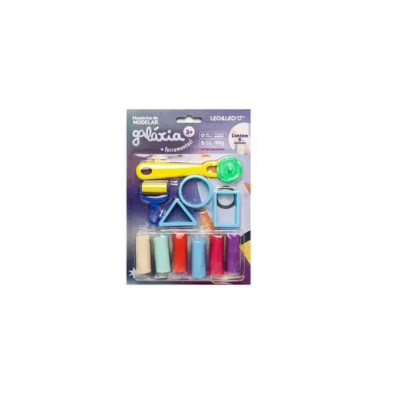 Kit Massa De Modelar 6 cores + 5pçs - Galáxia Leo&Leo