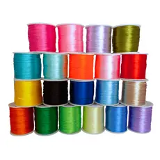 Fio de Seda 1mm Colorido Rabo Rato Cordão Cetim Acetinado Macramê Pulseira Colar Cordonê