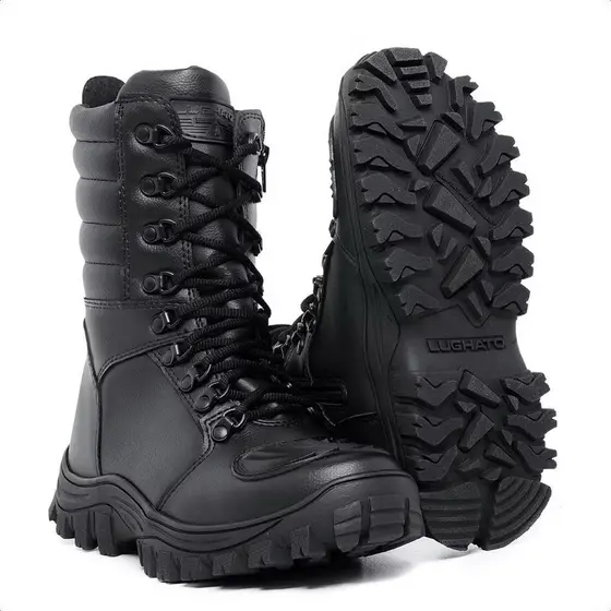 Coturno Militar Lughato zíper na lateral, protetor de marcha em pvc original