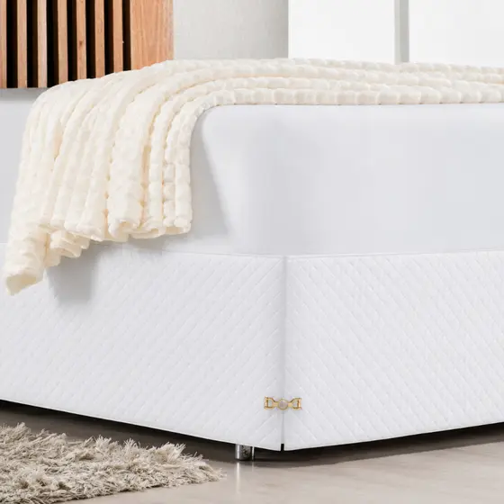 Saia Matelada para cama Box Charme Solteiro/Casal/Queen/King com Pingente e Pedra