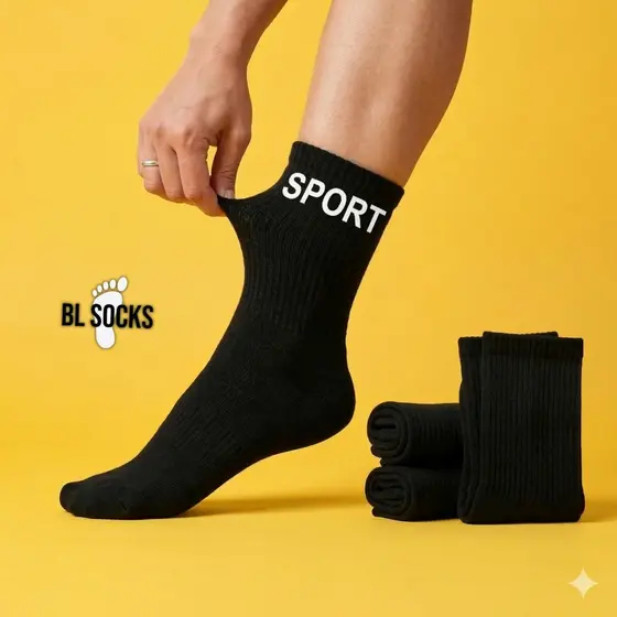 Kit 24 Pares Meias Masculinas Pretas Cano Alto Longo 100% Algodão