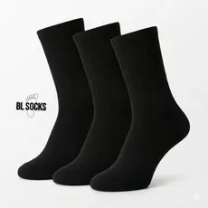Kit 24 Pares Meias Cano Longo/Alto Algodão Preta Masculina Feminina Unissex