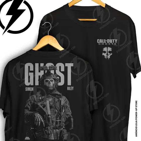 Camiseta Simon Ghost Riley Call Of Duty Mw Frente E Verso Blusa Camisa 100% Algodão
