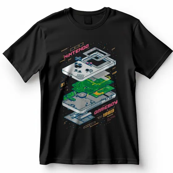 Camiseta Game Boy Nintendo Esquema Interno Console Retrô Blusa Camisa 100% Algodão