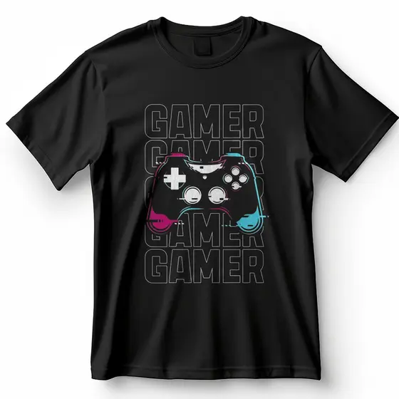 Camiseta Controle Gamer Glitch Neon Estilo Cyberpunk Moderno Blusa Camisa 100% Algodão