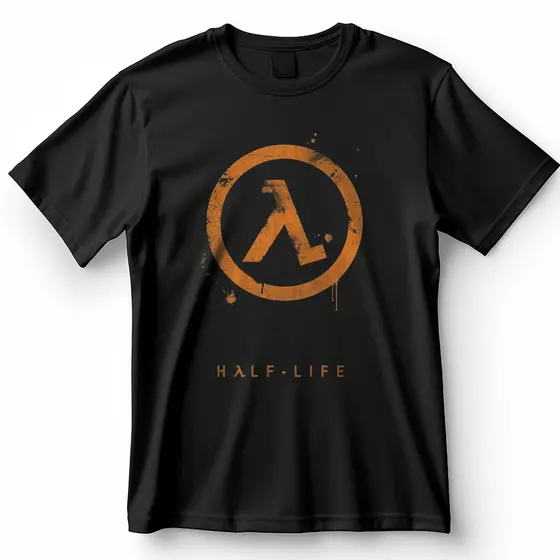 Camiseta Half-Life Logo Laranja Jogos Clássicos Valve Blusa Camisa 100% Algodão