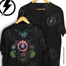Camiseta Vingadores Avengers Escudo Capitão América Frente E Verso Blusa Camisa 100% Algodão