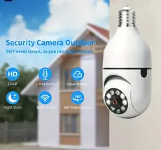 Câmera Lâmpada Wifi 360 IP Segurança Invisível Espiã Lâmpada Câmera Wifi Giro 360 Full HD Colorida e Visão Noturna