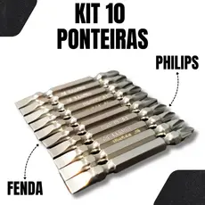 Kit Bits com 10 Ponteiras Pontas Duplas Magnéticas Fenda e Philips ponta ímã aço resistente magnética