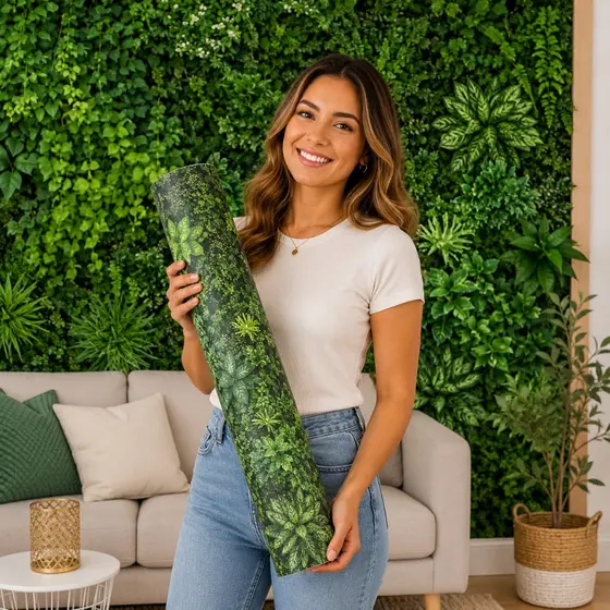 Papel de Parede Lavável Vinil Autocolante Jardim Vertical para Sala