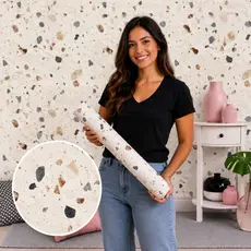 Papel de Parede Lavável Vinil Autocolante Granilite Bareine para Sala