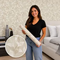 Papel de Parede Lavável Vinil Autocolante Folhas de Outono para Sala
