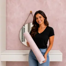 Papel de Parede Lavável Vinil Autocolante Cimento Queimado Rosê para Sala 3 Metros