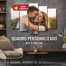 Quadro Decorativo 80x50cm 5 Peças com Foto Personalizada Alta Qualidade