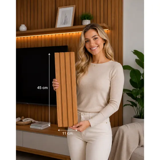 Kit Revestimento Ripado MDF Autocolante 10/20/30 Placas Decorativas