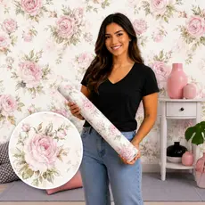 Papel de Parede Lavável Vinil Autocolante Floral Marjory para Sala