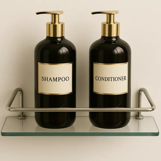 Porta Shampoo prateleira Reto Simples incolor vidro 30x10 cm