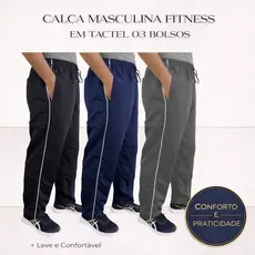 Calça Fitness Masculina Tactel com Faixas Laterais | Leve, Confortável e Versátil