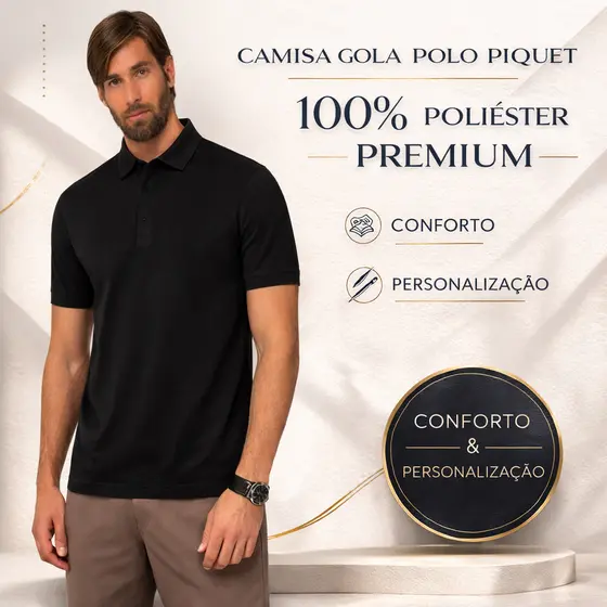 Camisa Masculina Gola Polo Piquet Poliéster Original