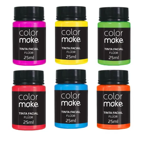 KIT 6 Tintas Líquida Neon Fluorescente 25ml Colormake (Todas as Cores)