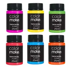 KIT 6 Tintas Líquida Neon Fluorescente 25ml Colormake (Todas as Cores)