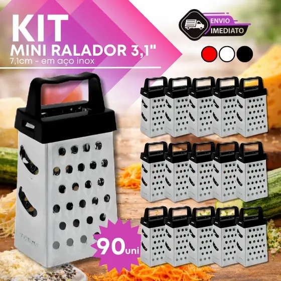 Mini Ralador 4 Faces 3,1'' para Cozinha Inox Pequeno Multiuso Utensílio Durável - 60, 75, 90 und