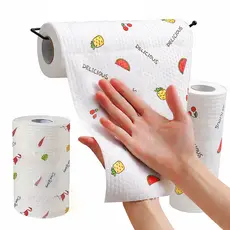 100 Peças Rolo Pano de Limpeza 25x25cm Papel Toalha Lavável Reutilizável Multiuso