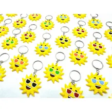 Kit 10 Chaveiros Sol Lembrança em Borracha com Óculos Divertidos