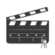Porta Chaves Claquete Cinema em Mdf Vazado de 3mm Preto Fosco