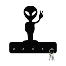Porta Chaves Alien em Mdf Vazado de 3mm Preto Fosco