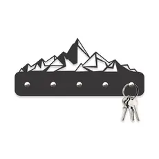 Porta Chaves Montanhas Geométricas em Mdf Vazado de 3mm Preto Fosco