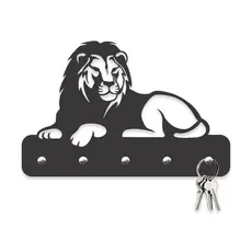 Porta Chaves Leão em Mdf Vazado de 3mm Preto Fosco