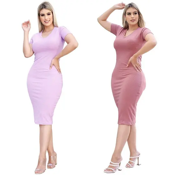 Kit 2 vestidos Canelados Natal Evangélico Social Casual