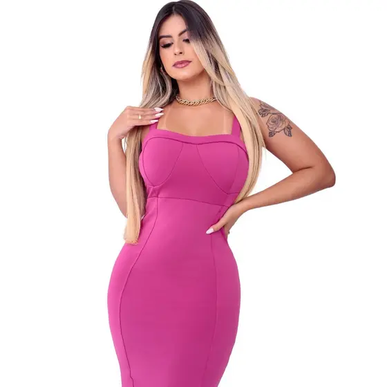 Vestido Feminino Clássico Social Moda Tubinho Tradicional