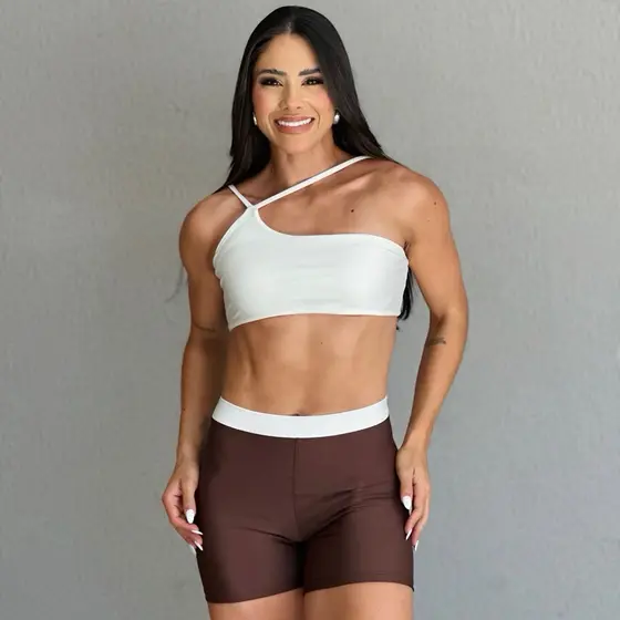 conjunto de short cross top nula manga fitness academia