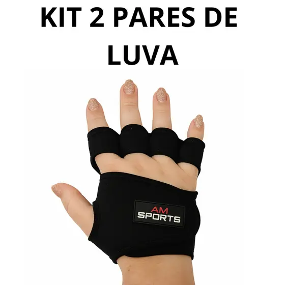 Kit 2 Pares de Luva Fitness para Academia sem polegar