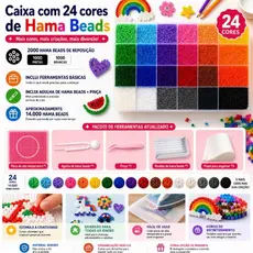 Kit Hama Beads Perler 24 cores 2.6mm Com 14000pcs DIY Presente Com Ferramentas LSG
