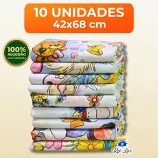 Pano de Prato GRANDE Estampado Bainha Kit 10 Unidades