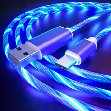 Cabo USB Com Brilho Colorido Tipo C Para De Carregamento Micro Android iPhone X Samsung s9