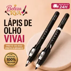Lápis para Olho Preto ou Preto e Branco (DUO) com Apontador - Alta Pigmentação - Kit 1/3/6 Unidades