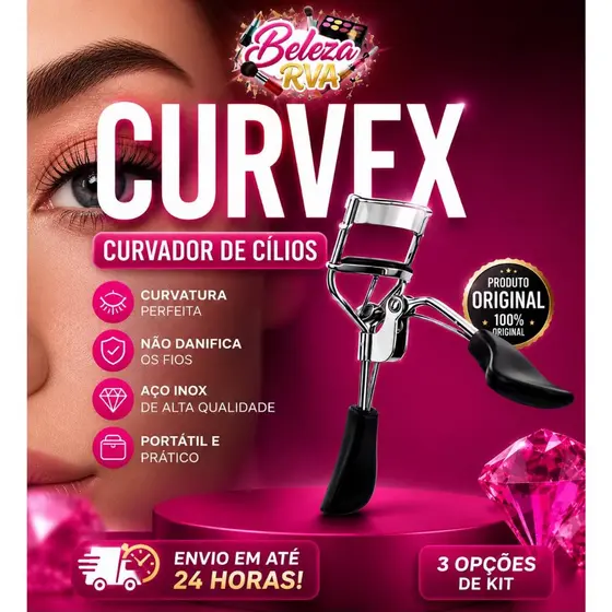 Curvex - Curvador de Cílios Profissional Aço Inox | Modelador de Cílios Portátil Fácil de Usar